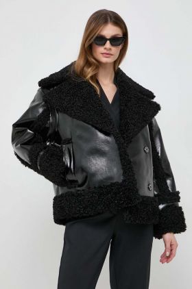 Karl Lagerfeld geaca femei, culoarea negru, de tranzitie, oversize