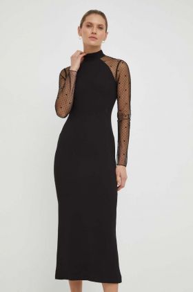 Karl Lagerfeld rochie culoarea negru, midi, mulata