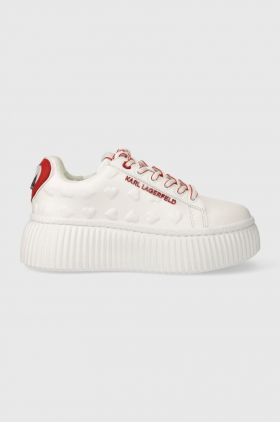 Karl Lagerfeld sneakers din piele KREEPER LO culoarea alb, KL42394
