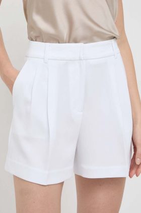 MICHAEL Michael Kors pantaloni scurti femei, culoarea alb, neted, high waist