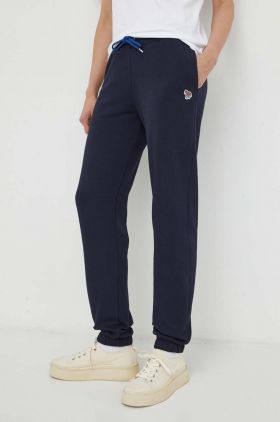 PS Paul Smith pantaloni de trening din bumbac culoarea albastru marin, cu imprimeu