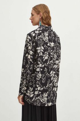 Medicine camasa femei, culoarea negru, cu guler clasic, regular