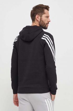 adidas bluză bărbați, culoarea negru, cu glugă, cu imprimeu IN1841