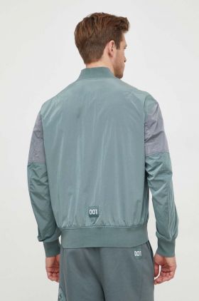 Armani Exchange geaca bomber barbati, culoarea verde, de tranzitie, oversize