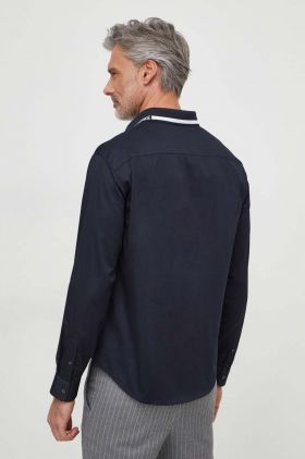 Armani Exchange camasa barbati, culoarea albastru marin, cu guler italian, regular