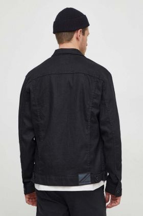 Pepe Jeans geaca jeans barbati, culoarea negru, de tranzitie