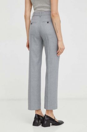 By Malene Birger pantaloni femei, culoarea gri, drept, high waist