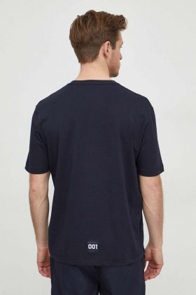 Armani Exchange tricou din bumbac barbati, culoarea albastru marin, cu imprimeu