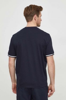 Armani Exchange tricou din bumbac barbati, culoarea albastru marin, neted