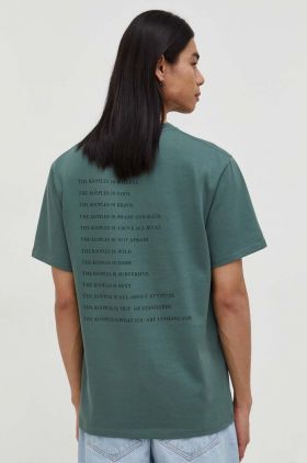 The Kooples tricou din bumbac barbati, culoarea verde, cu imprimeu