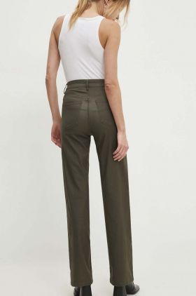 Answear Lab pantaloni femei, culoarea verde, lat, high waist