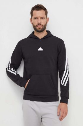 adidas bluză bărbați, culoarea negru, cu glugă, cu imprimeu IN1841