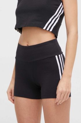 adidas Originals pantaloni scurți femei, culoarea negru, cu model, high waist IP2980