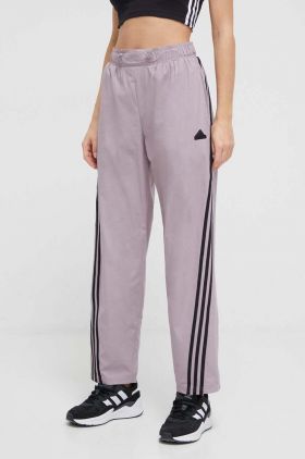 adidas pantaloni femei, culoarea violet, cu model IS3655