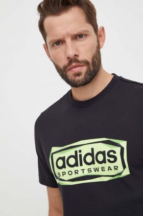 adidas tricou din bumbac bărbați, culoarea negru, cu imprimeu IM8297