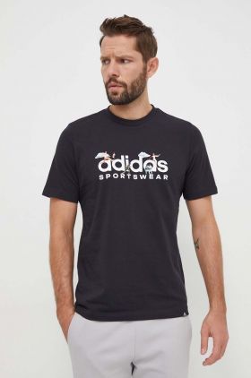 adidas tricou din bumbac bărbați, culoarea negru, cu imprimeu IS2863