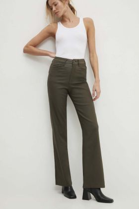 Answear Lab pantaloni femei, culoarea verde, lat, high waist