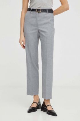 By Malene Birger pantaloni femei, culoarea gri, drept, high waist