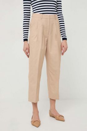 MICHAEL Michael Kors pantaloni femei, culoarea bej, fason tigareta, high waist