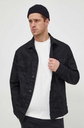 Pepe Jeans geaca jeans barbati, culoarea negru, de tranzitie