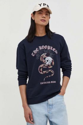 The Kooples hanorac de bumbac barbati, culoarea albastru marin, cu imprimeu