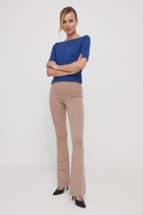 XT Studio pantaloni femei, culoarea bej, evazati, high waist