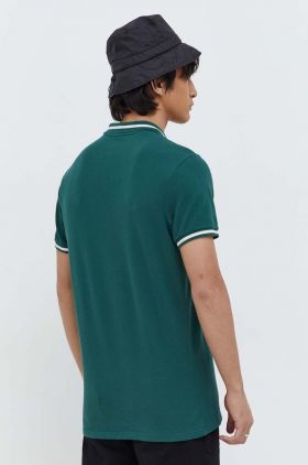 Hollister Co. tricou polo barbati, culoarea verde, neted