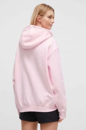 adidas Originals bluză Adicolor Essentials Boyfriend Hoodie femei, culoarea roz, cu glugă, uni, IR5927