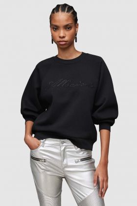 AllSaints bluza Cygnet femei, culoarea negru, cu imprimeu