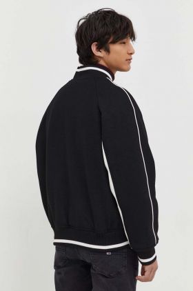 Tommy Jeans jachetă bomber din amestec de lână culoarea negru, de tranziție DM0DM17884