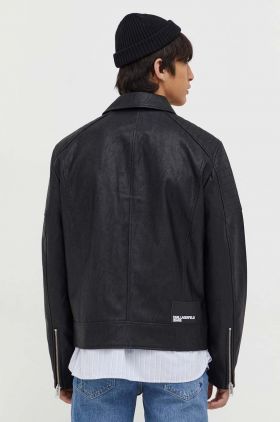 Karl Lagerfeld Jeans geaca barbati, culoarea negru, de tranzitie