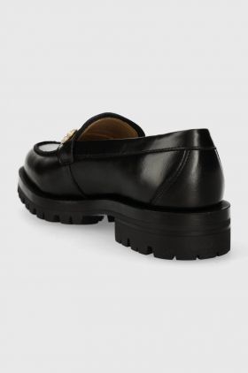 BOSS mocasini de piele Helen femei, culoarea negru, cu platforma, 50513088