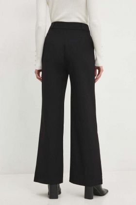 Answear Lab pantaloni femei, culoarea negru, evazati, high waist