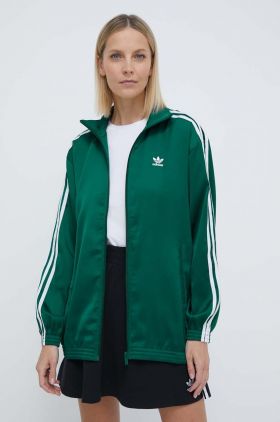 adidas Originals bluză Track top femei, culoarea turcoaz, cu imprimeu, IP0699