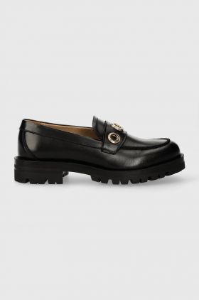 BOSS mocasini de piele Helen femei, culoarea negru, cu platforma, 50513088