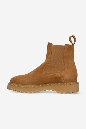 Diemme botine din piele întoarsă Alberone femei, culoarea maro, cu toc plat DI2207AL02-brown