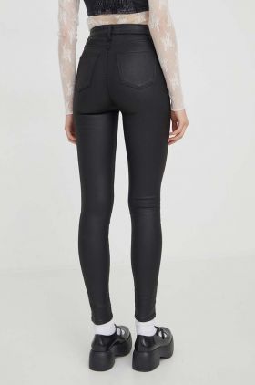 Abercrombie & Fitch pantaloni femei, culoarea negru, mulata, high waist