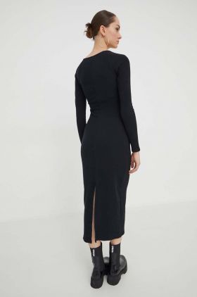 Hollister Co. rochie culoarea negru, midi, mulata