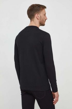 Karl Lagerfeld longsleeve din bumbac culoarea negru, cu imprimeu