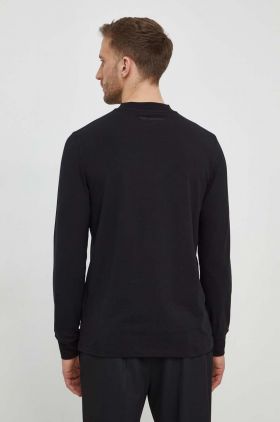 Karl Lagerfeld longsleeve din bumbac culoarea negru, cu imprimeu