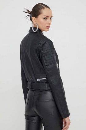 Karl Lagerfeld Jeans geaca femei, culoarea negru, de tranzitie