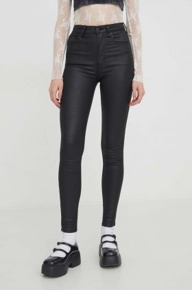 Abercrombie & Fitch pantaloni femei, culoarea negru, mulata, high waist