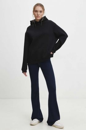 Answear Lab bluza femei, culoarea negru, cu glugă, neted