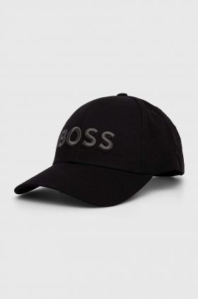 BOSS șapcă de baseball din bumbac culoarea negru, cu imprimeu 50505571