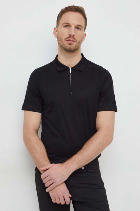 Karl Lagerfeld polo de bumbac culoarea negru, cu imprimeu