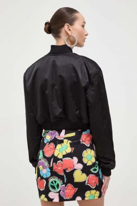 Moschino Jeans geaca bomber femei, culoarea negru, de tranzitie