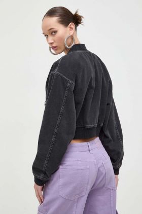 Moschino Jeans geaca bomber femei, culoarea gri, de tranzitie