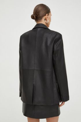 2NDDAY sacou de piele culoarea negru, oversize, neted