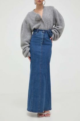 Rotate fusta jeans midi, creion