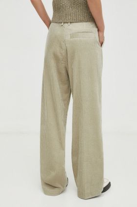 Day Birger et Mikkelsen pantaloni de catifea cord culoarea verde, drept, high waist